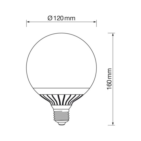 Lámpara globo E27 20W led 6000K Lámpara globo E27 20W led 6000K