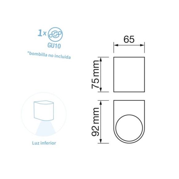Aplique exterior 1xGU10 máx. 8W