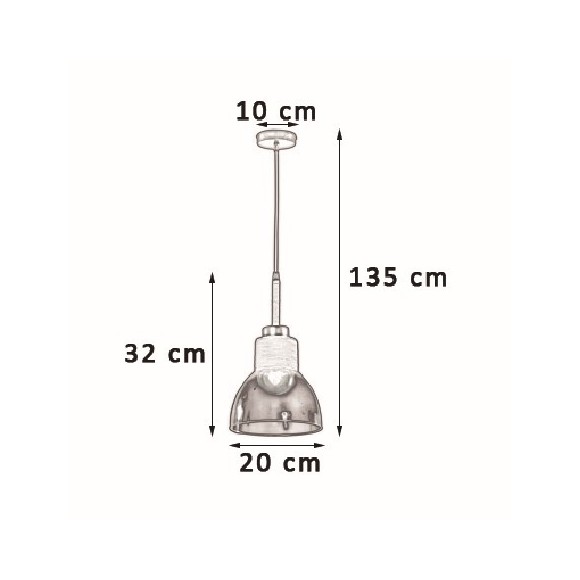COLGANTE 1 LUZ E27 NEGRO TULIPA CAMPANA 20CM CRISTAL TRANSPARENTE CAÑAMO