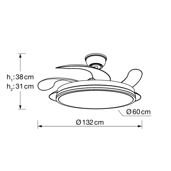 VENTILADOR LED 122W DIMABLE 10255LM