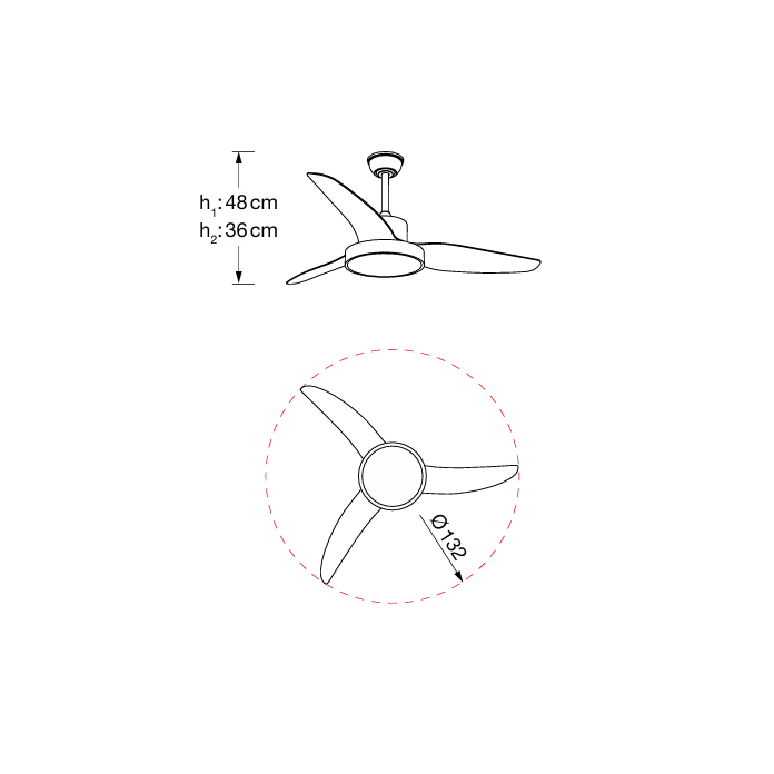 VENTILADOR LEBECHE 68W DIMABLE CCT