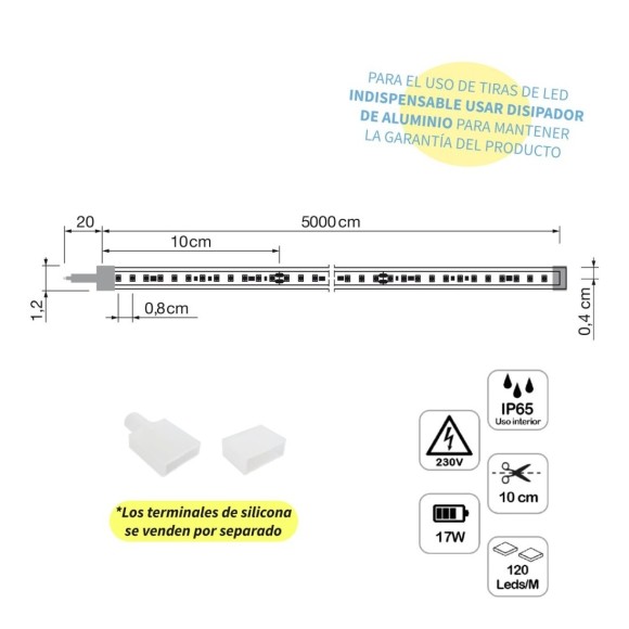 Tira de led 17,5 W/m 3000K